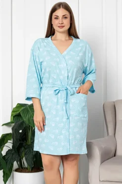 Royalfashion Damski bawełniany szlafrok w serduszka