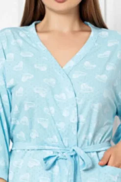 Royalfashion Damski bawełniany szlafrok w serduszka