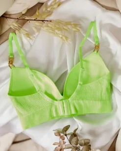 Royalfashion Damski biustonosz prążkowany z ozdobnymi ramiączkami