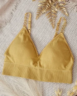 Royalfashion Damski biustonosz prążkowany z ozdobnymi ramiączkami