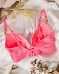 Royalfashion Damski biustonosz prążkowany z ozdobnymi ramiączkami