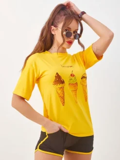 Royalfashion Damski komplet sportowy z t-shirtem i krótkimi spodenkami Ice Cream