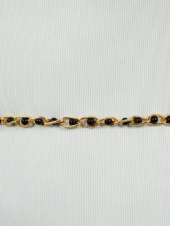 Royalfashion Damski metalowy pasek z perełkami