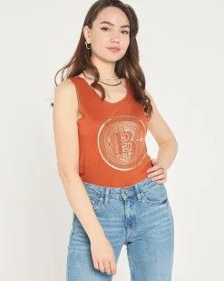 Royalfashion Damski top w kolorze camelowym