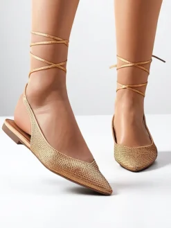 Royalfashion Damskie baleriny z cyrkoniami bez pięty Daggas