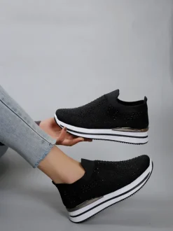 Royalfashion Damskie buty sportowe wsuwane z cyrkoniami Ceromie