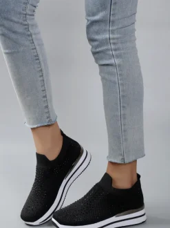 Royalfashion Damskie buty sportowe wsuwane z cyrkoniami Ceromie