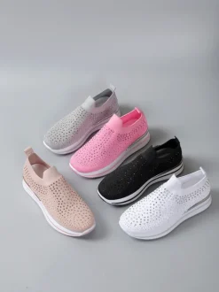 Royalfashion Damskie buty sportowe wsuwane z cyrkoniami Ceromie