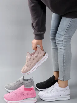 Royalfashion Damskie buty sportowe wsuwane z cyrkoniami Ceromie