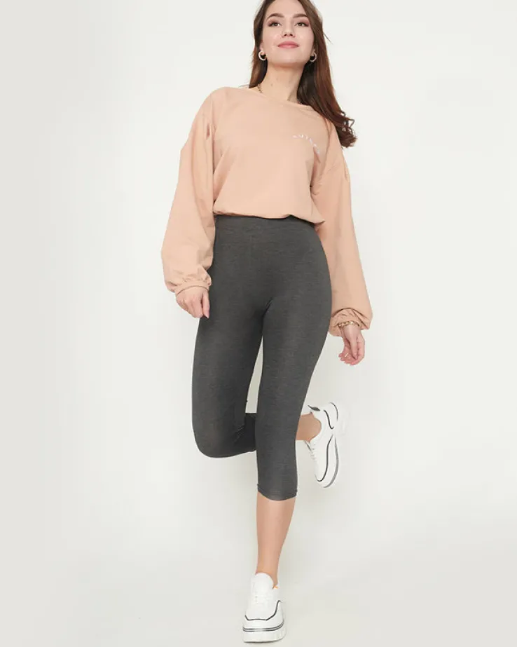 Royalfashion Damskie ciemnoszare legginsy o długości 3/4