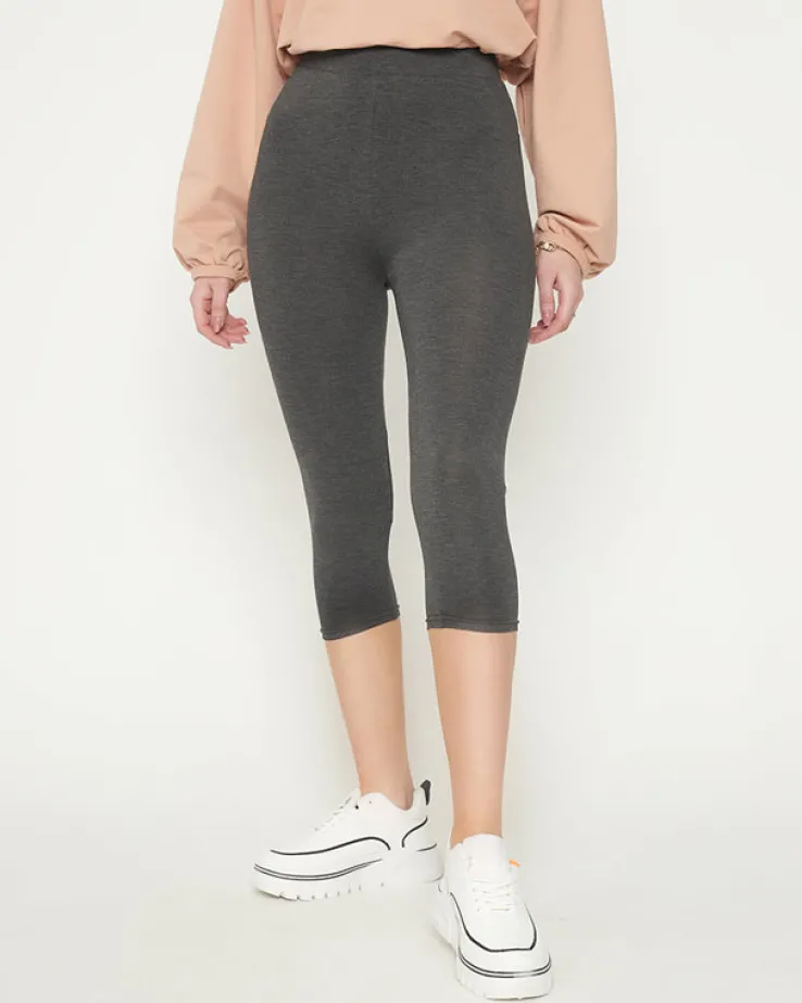 Royalfashion Damskie ciemnoszare legginsy o długości 3/4