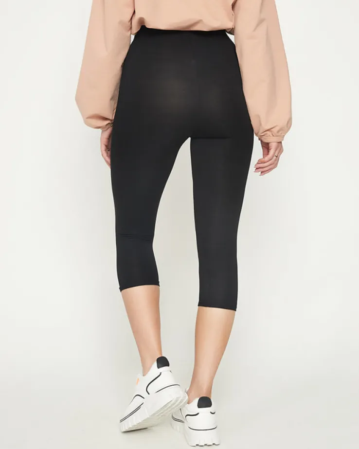 Royalfashion Damskie czarne legginsy o długości 3/4