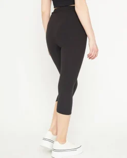 Royalfashion Damskie czarne legginsy o długości 3/4