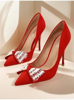 Royalfashion Damskie czółenka na szpilce z kokardką Cocarte