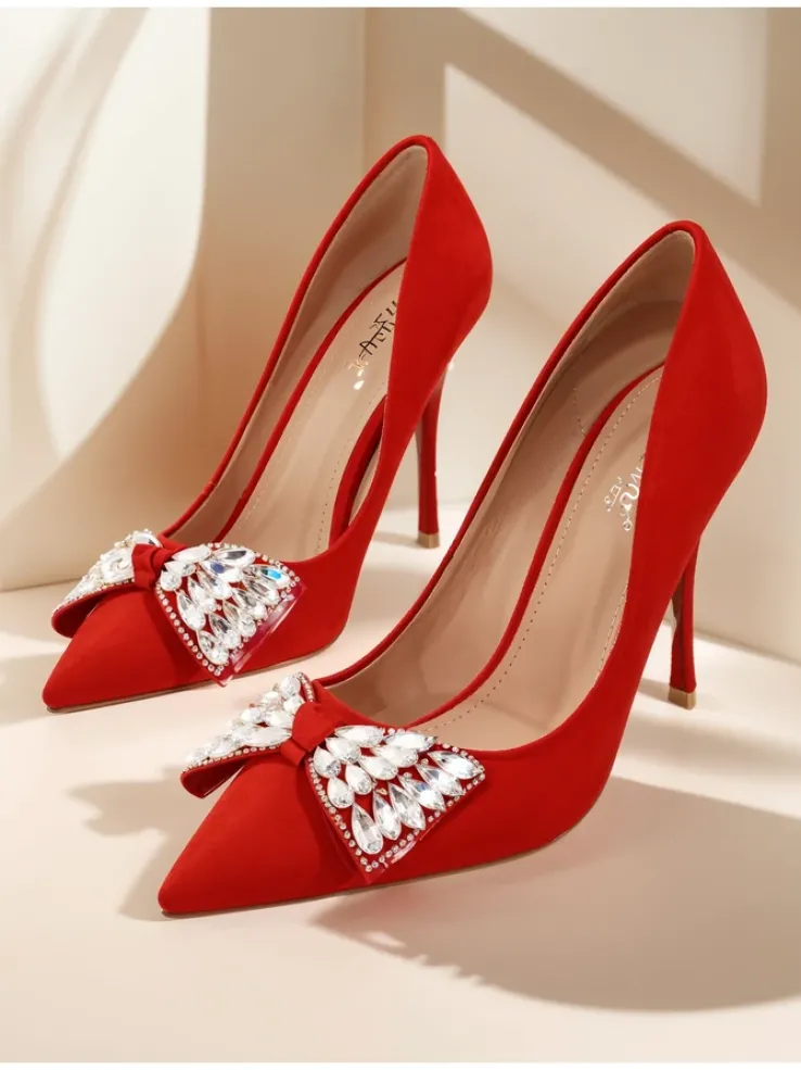 Royalfashion Damskie czółenka na szpilce z kokardką Cocarte