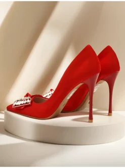 Royalfashion Damskie czółenka na szpilce z kokardką Cocarte