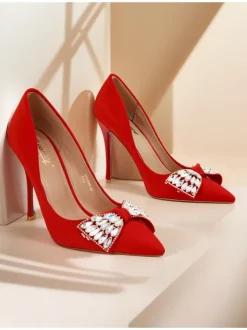 Royalfashion Damskie czółenka na szpilce z kokardką Cocarte