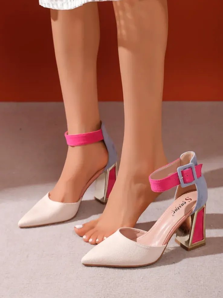 Royalfashion Damskie czółenka z ozdobnym obcasem Sammid