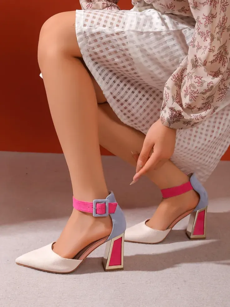 Royalfashion Damskie czółenka z ozdobnym obcasem Sammid