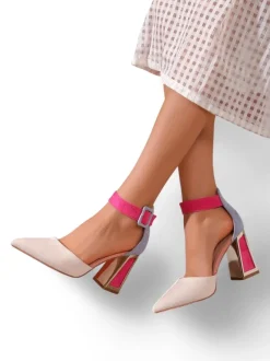 Royalfashion Damskie czółenka z ozdobnym obcasem Sammid