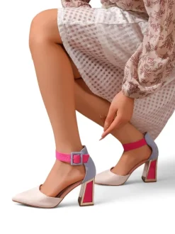 Royalfashion Damskie czółenka z ozdobnym obcasem Sammid