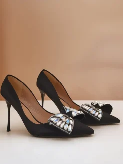 Royalfashion Damskie czółenka na szpilce z kokardką Cocarte