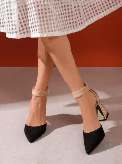 Royalfashion Damskie czółenka z ozdobnym obcasem Sammid