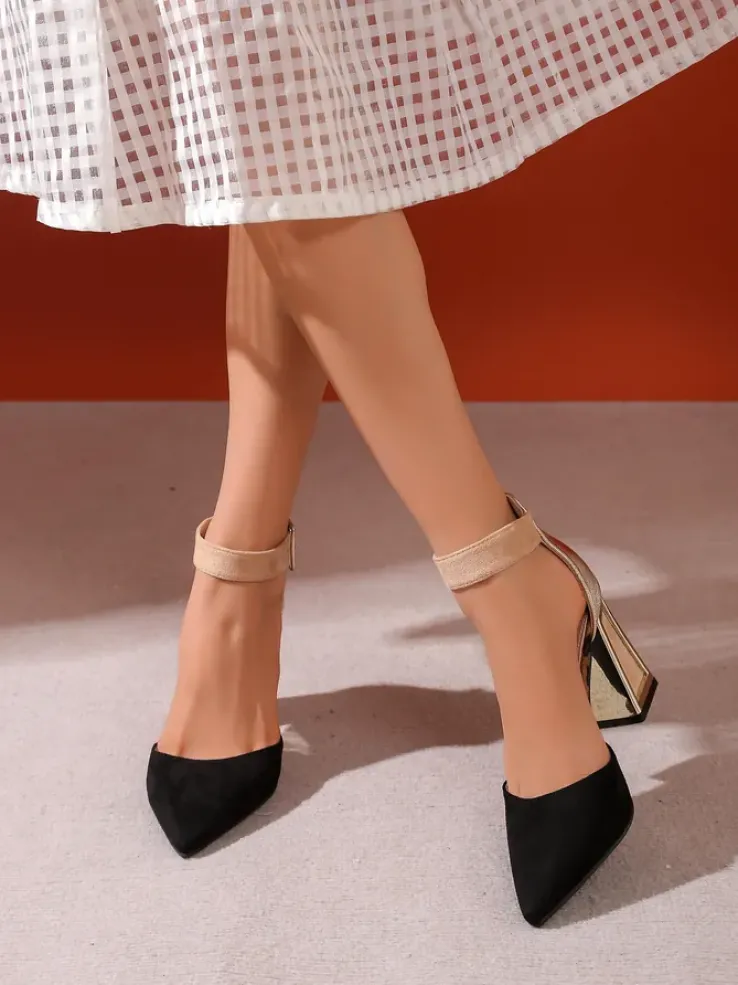 Royalfashion Damskie czółenka z ozdobnym obcasem Sammid