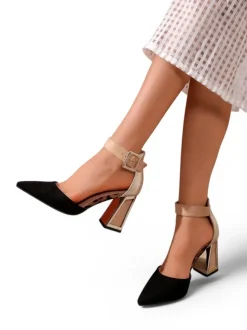 Royalfashion Damskie czółenka z ozdobnym obcasem Sammid