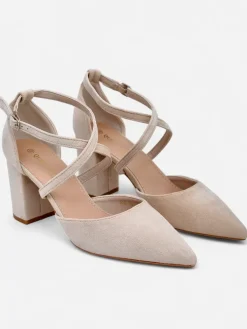 Royalfashion Damskie czółenka eko zamszowe z paseczkami Kanastru