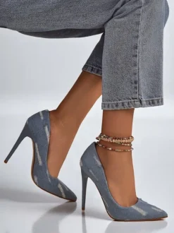 Royalfashion Damskie czółenka na szpilce Denim Chic