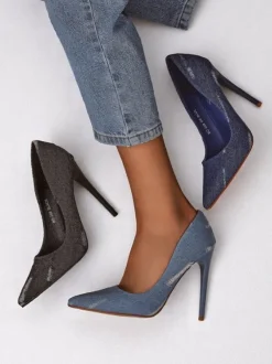 Royalfashion Damskie czółenka na szpilce Denim Chic
