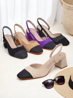 Royalfashion Damskie czółenka na niskim obcasie z ozdobnym noskiem Eleganzo