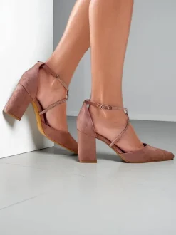 Royalfashion Damskie czółenka eko zamszowe z paseczkami Eurole