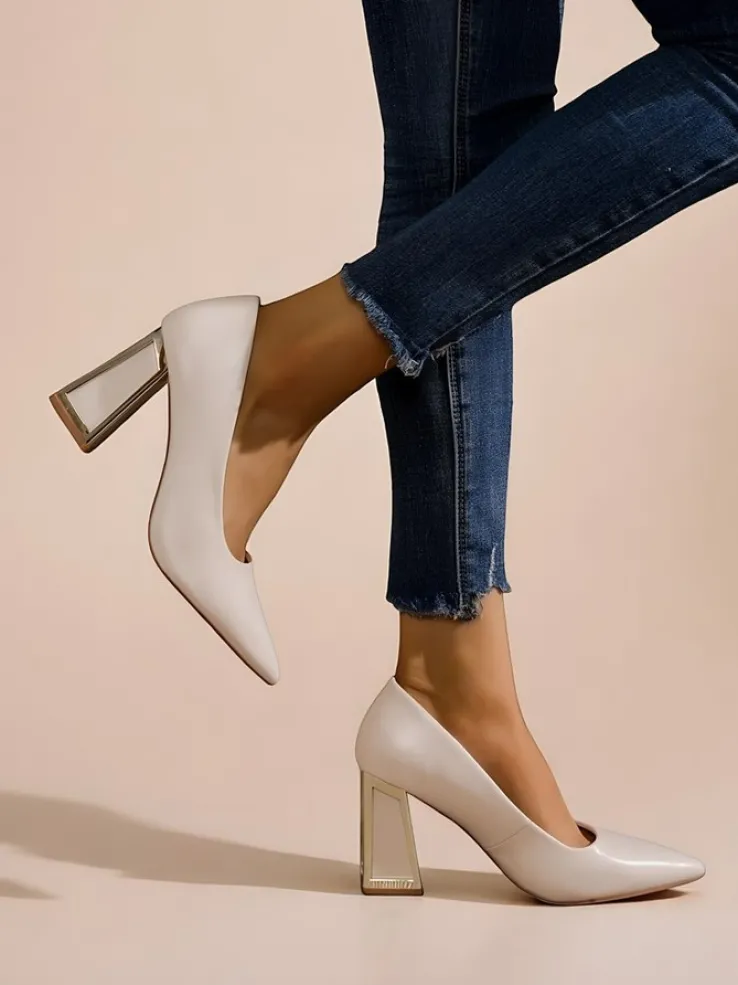 Royalfashion Damskie czółenka z ozdobnym obcasem Dimmas