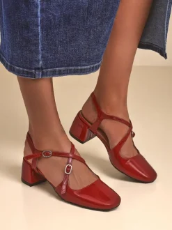 Royalfashion Damskie czółenka na niskim obcasie z ozdobnymi paseczkami Lollita