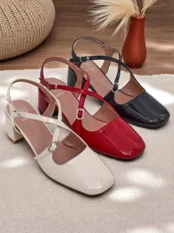 Royalfashion Damskie czółenka na niskim obcasie z ozdobnymi paseczkami Lollita