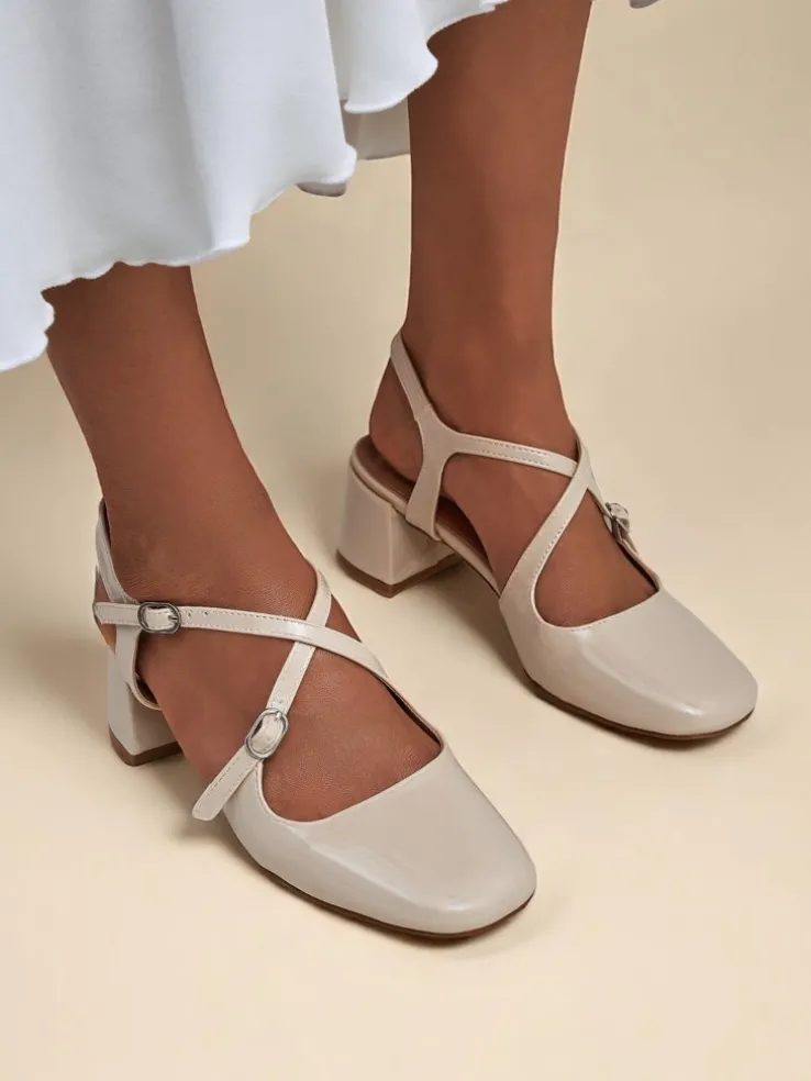 Royalfashion Damskie czółenka na niskim obcasie z ozdobnymi paseczkami Lollita