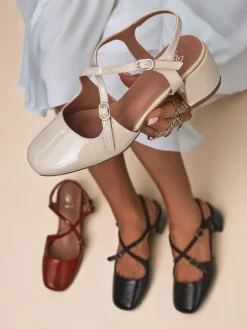 Royalfashion Damskie czółenka na niskim obcasie z ozdobnymi paseczkami Lollita