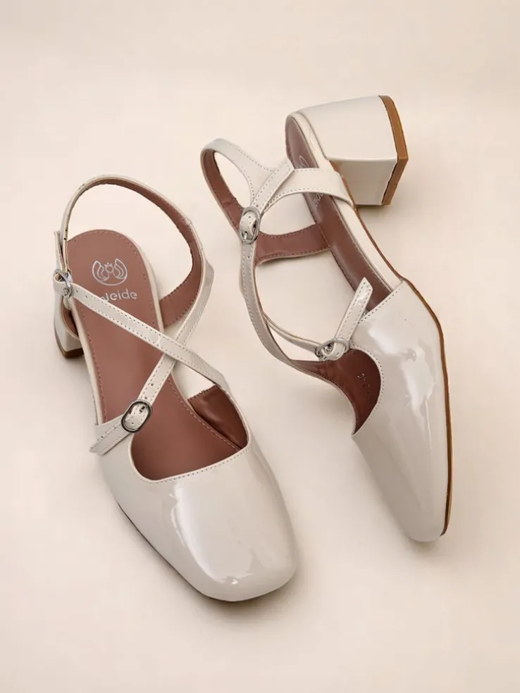 Royalfashion Damskie czółenka na niskim obcasie z ozdobnymi paseczkami Lollita