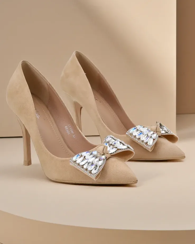 Royalfashion Damskie czółenka na szpilce z kokardką Cocarte