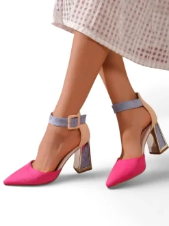 Royalfashion Damskie czółenka z ozdobnym obcasem Sammid