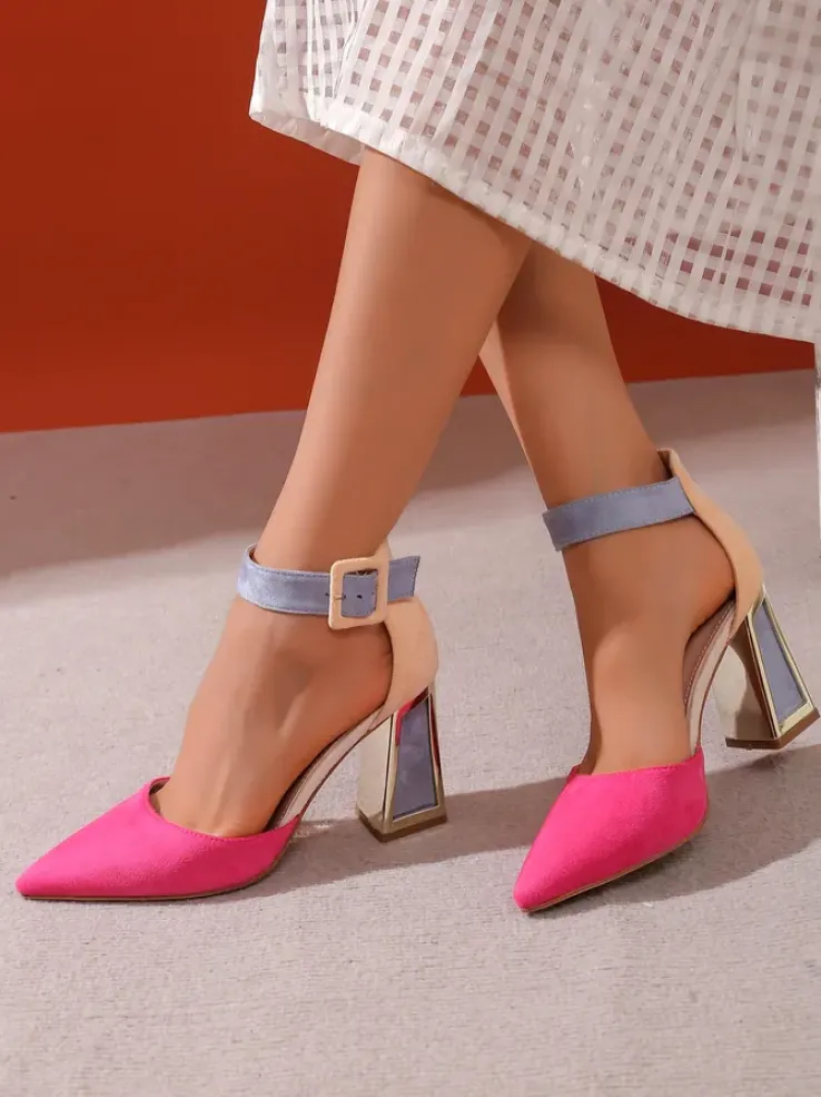 Royalfashion Damskie czółenka z ozdobnym obcasem Sammid