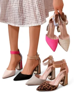 Royalfashion Damskie czółenka z ozdobnym obcasem Sammid