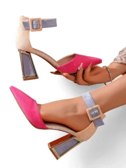 Royalfashion Damskie czółenka z ozdobnym obcasem Sammid