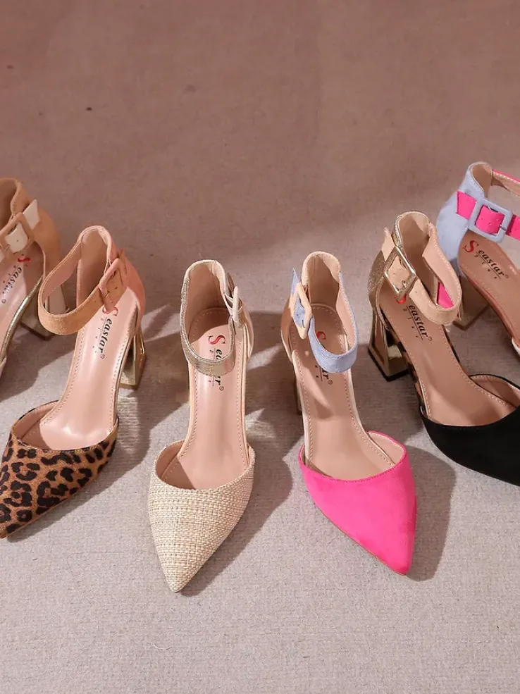 Royalfashion Damskie czółenka z ozdobnym obcasem Sammid