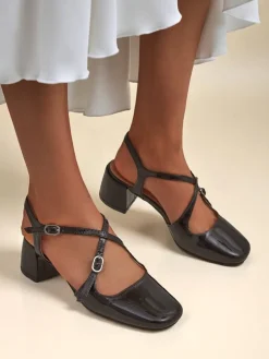 Royalfashion Damskie czółenka na niskim obcasie z ozdobnymi paseczkami Lollita