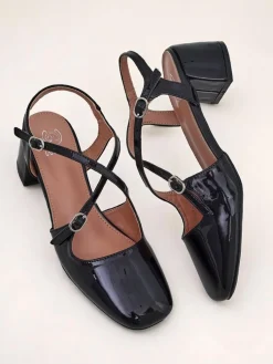 Royalfashion Damskie czółenka na niskim obcasie z ozdobnymi paseczkami Lollita