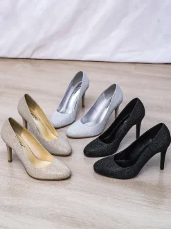 Royalfashion Damskie czółenka z brokatem Shinles