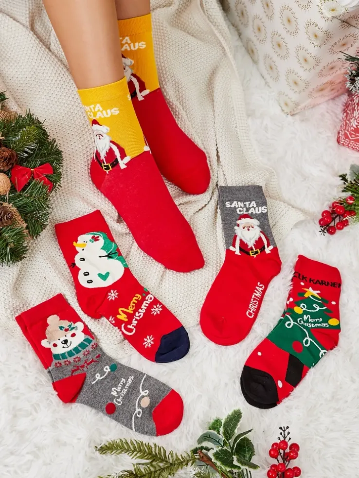 Royalfashion Damskie długie świąteczne skarpety 5/pak